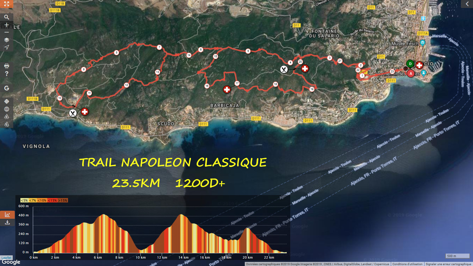 Parcours Trail Napoléon Classique (23 km) Détaillé (Maj 01/03/2019)