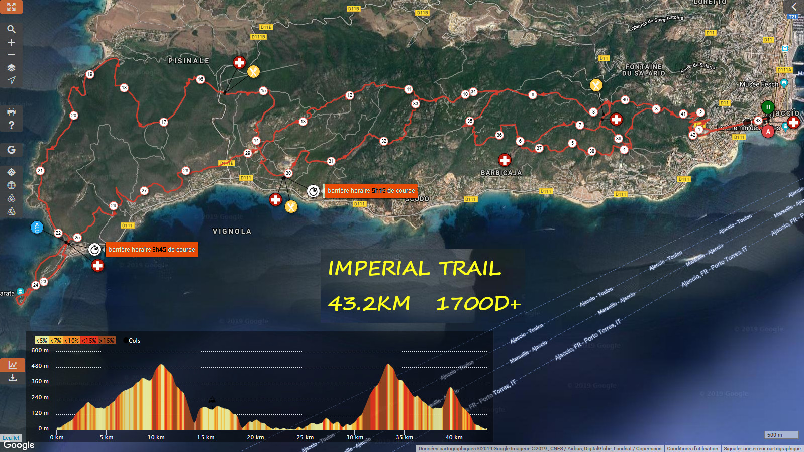 Parcours Trail Imperial (43 km) Détaillé (Maj 01/03/2019)