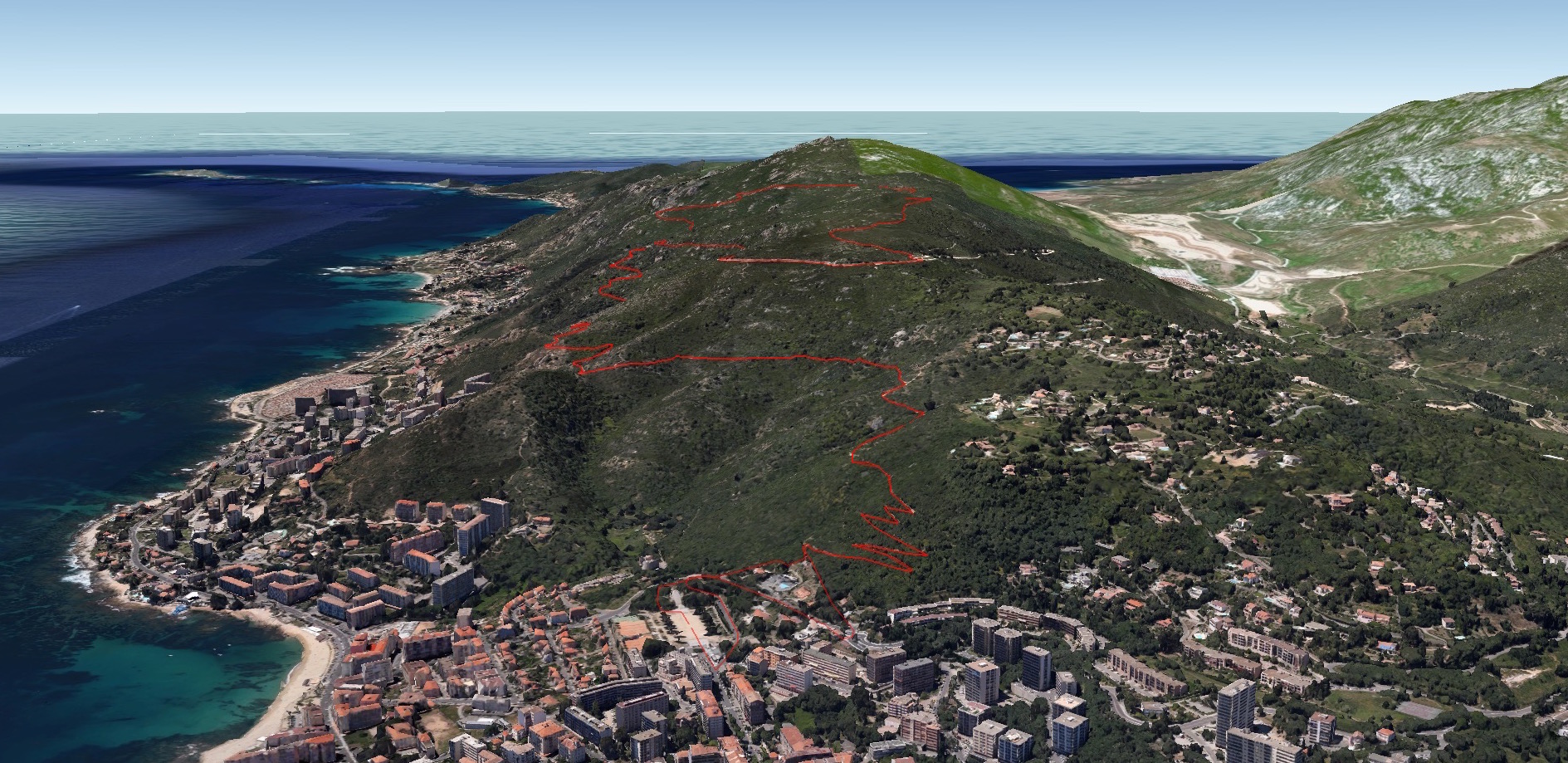 Le parcours du trail des Aiglons(16 km) vu du ciel